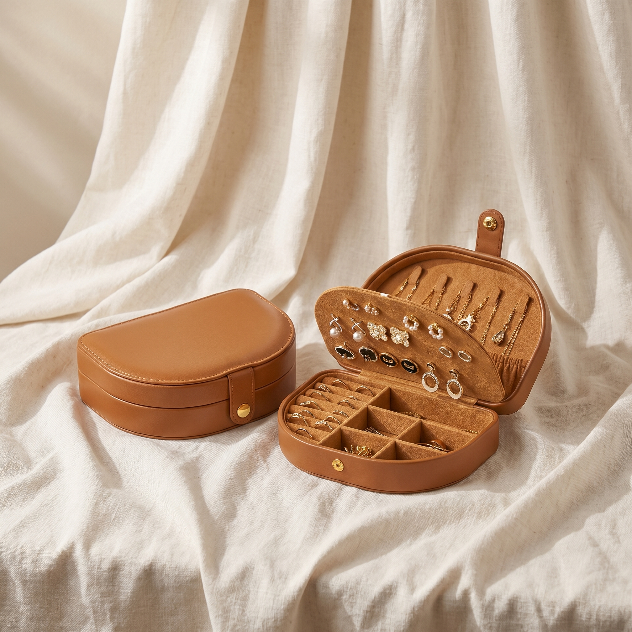 Vintage Travel Leather Jewellery Box