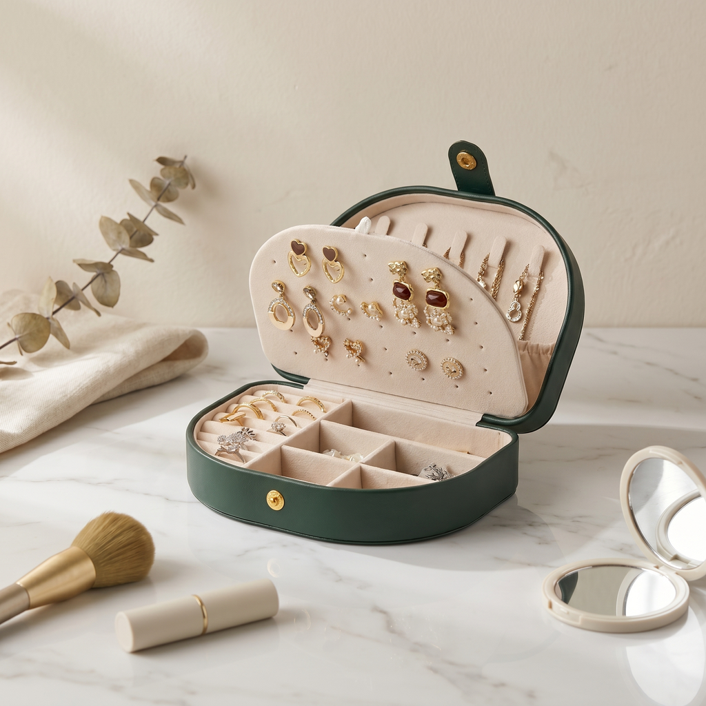 Vintage Travel Leather Jewellery Box