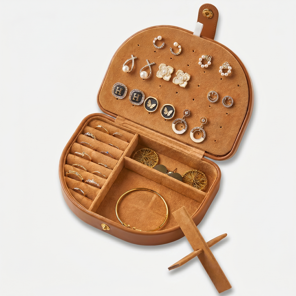 Vintage Travel Leather Jewellery Box