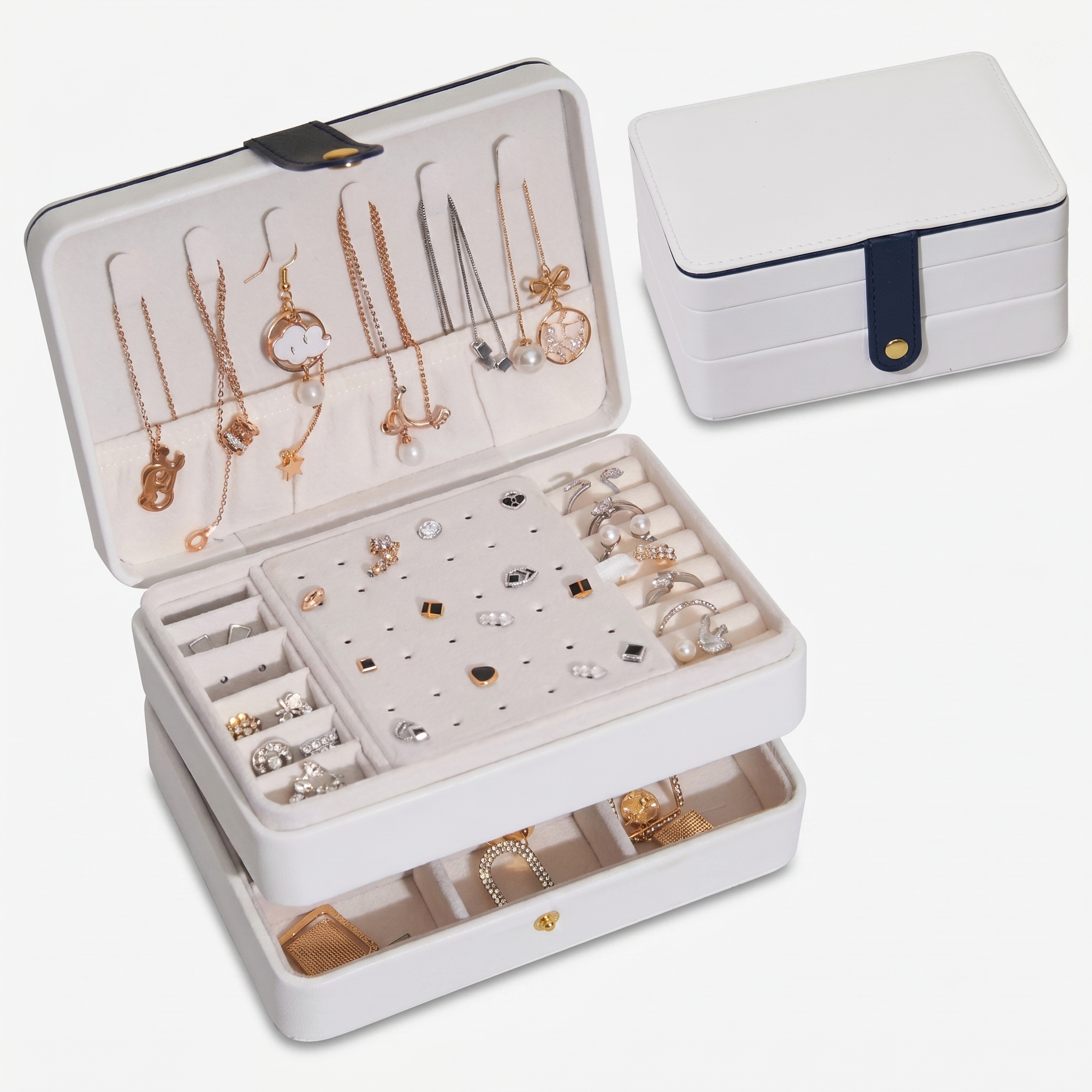 Leather Jewellery Box With Necklace Hooks