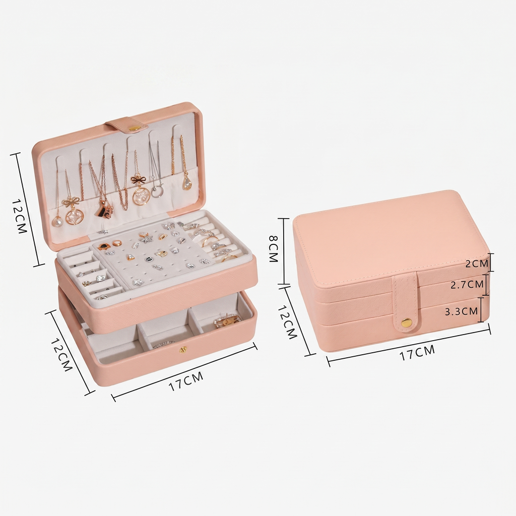 Leather Jewellery Box With Necklace Hooks