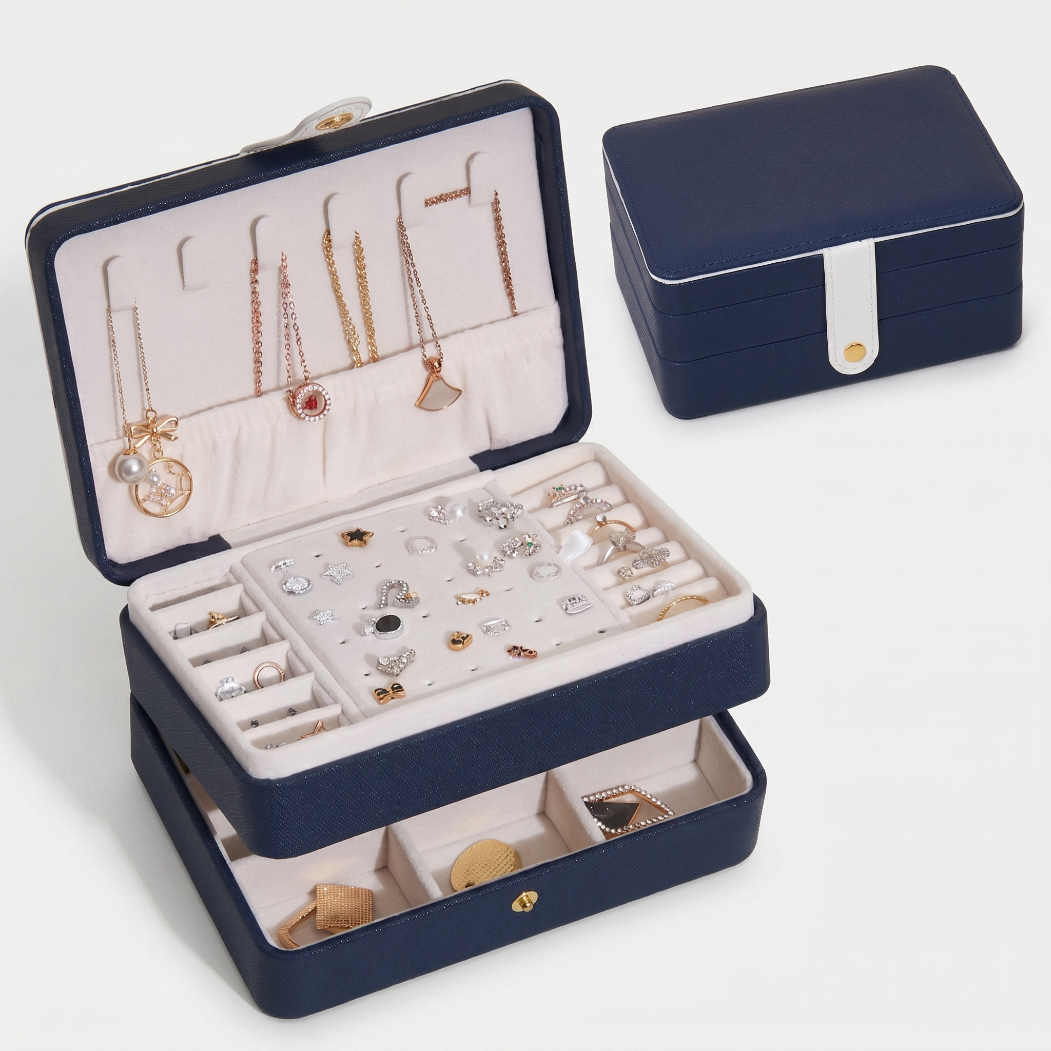 Leather Jewellery Box With Necklace Hooks