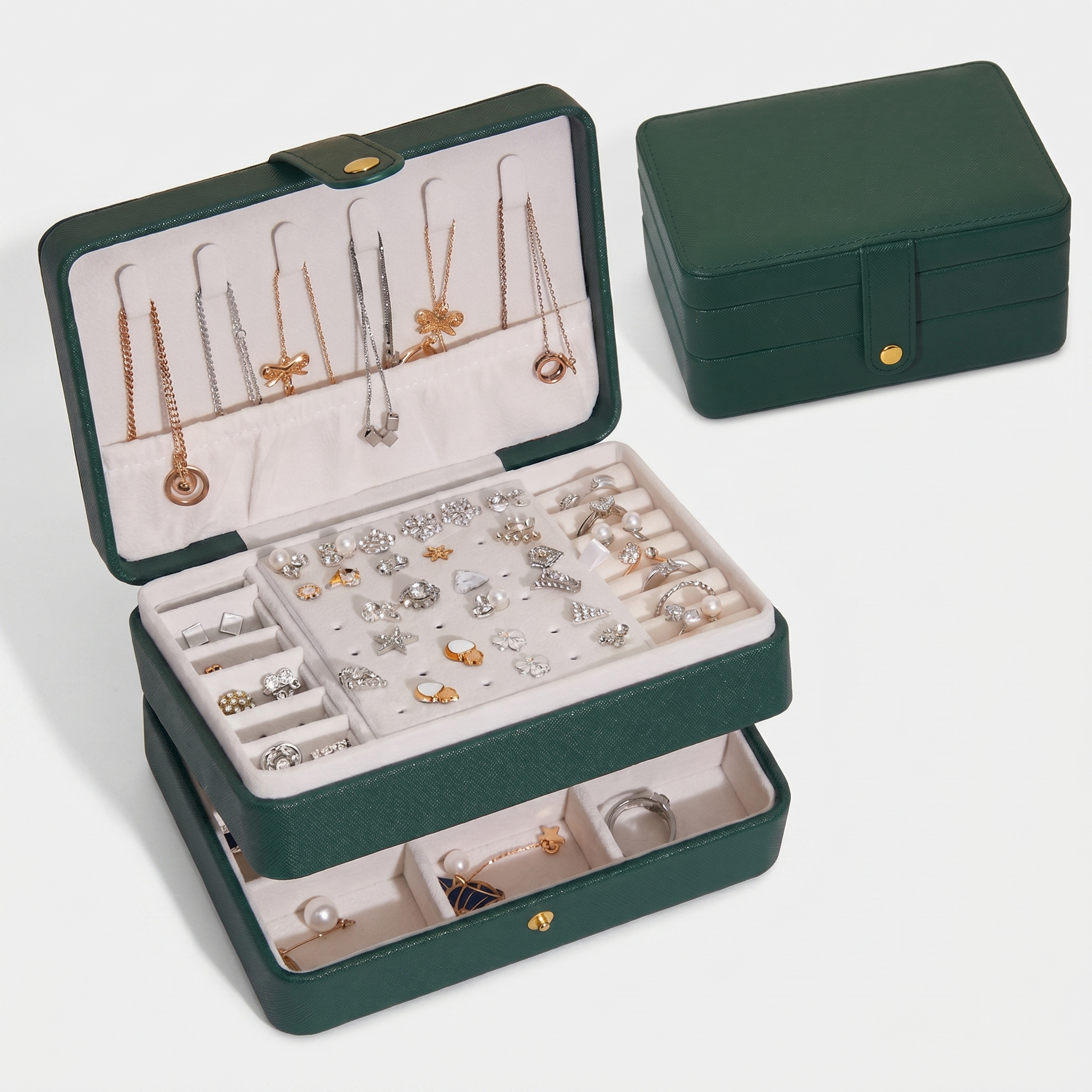 Leather Jewellery Box With Necklace Hooks