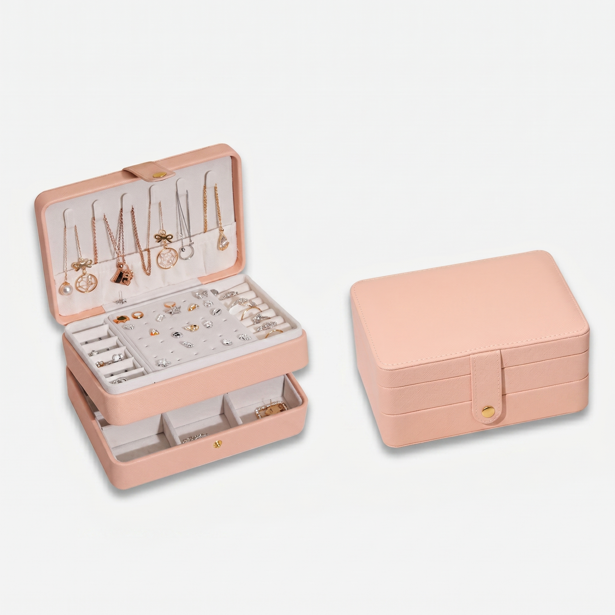 Leather Jewellery Box With Necklace Hooks