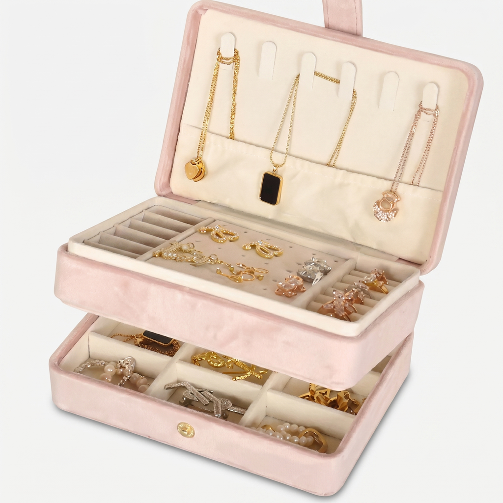 2 Layer Velvet Travel Jewellery Box