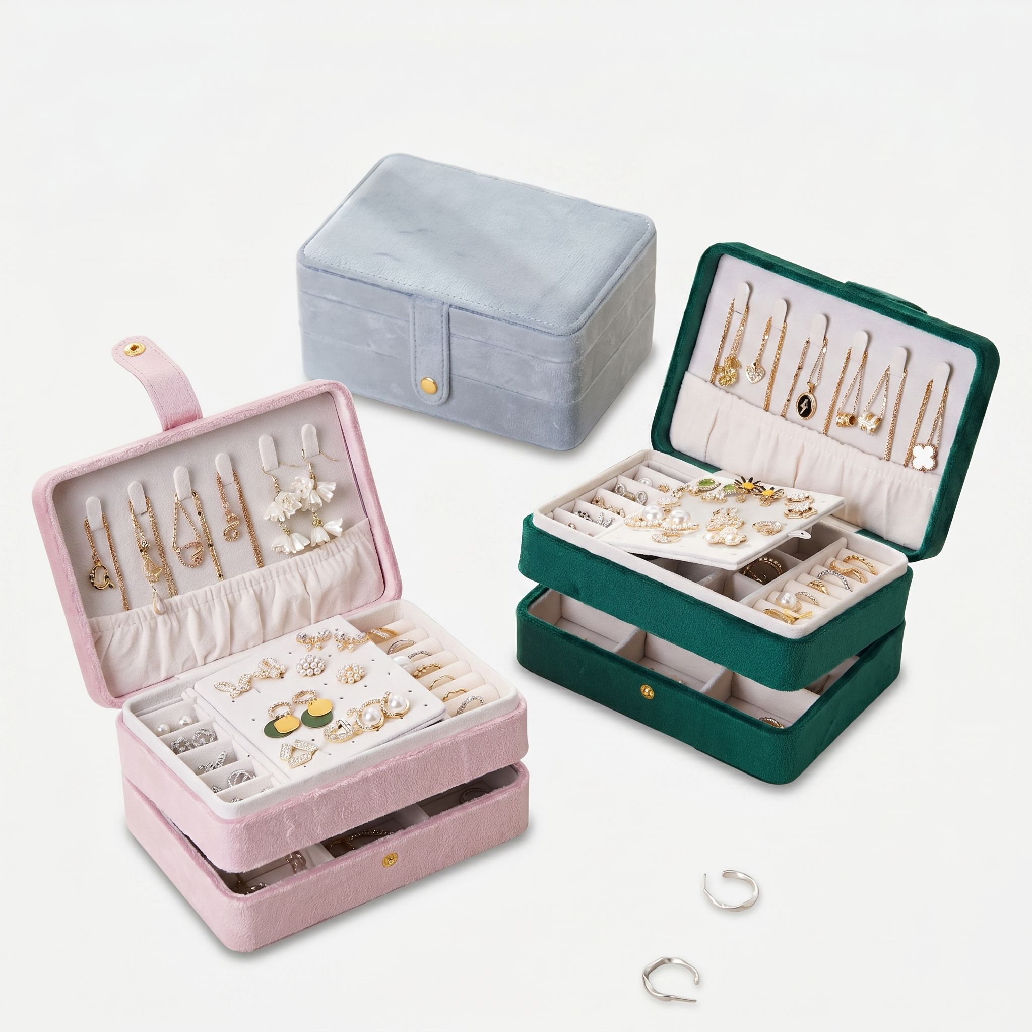 2 Layer Velvet Travel Jewellery Box