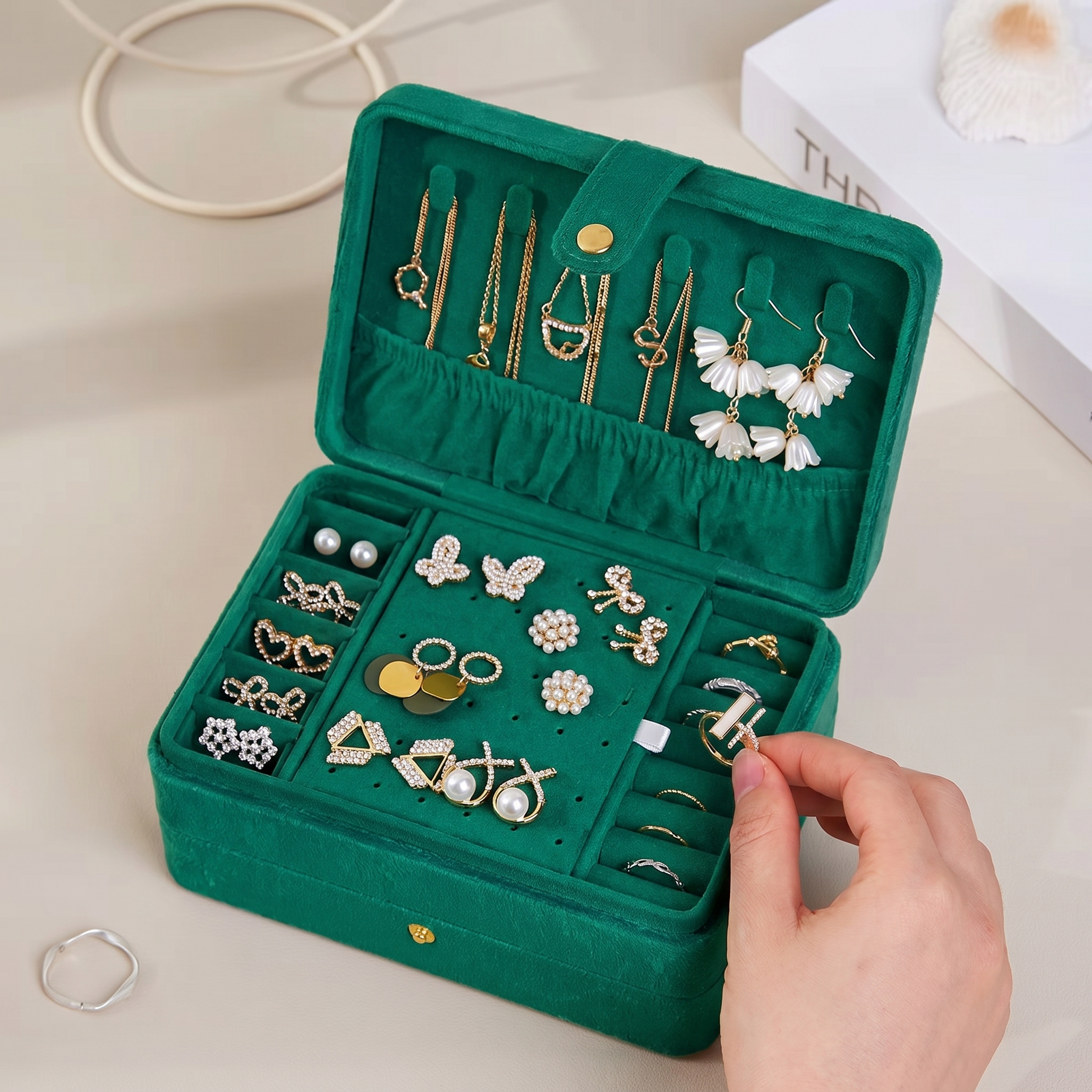 2 Layer Velvet Travel Jewellery Box