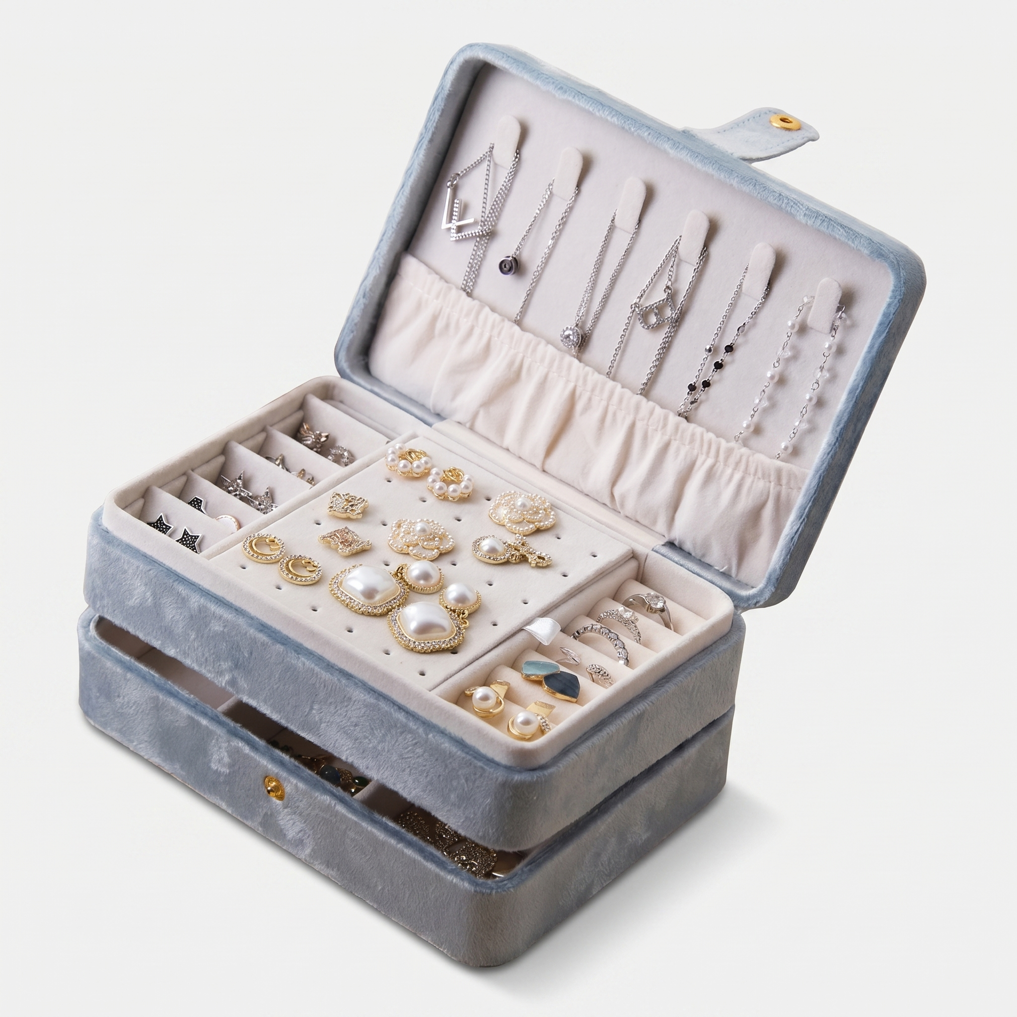 2 Layer Velvet Travel Jewellery Box