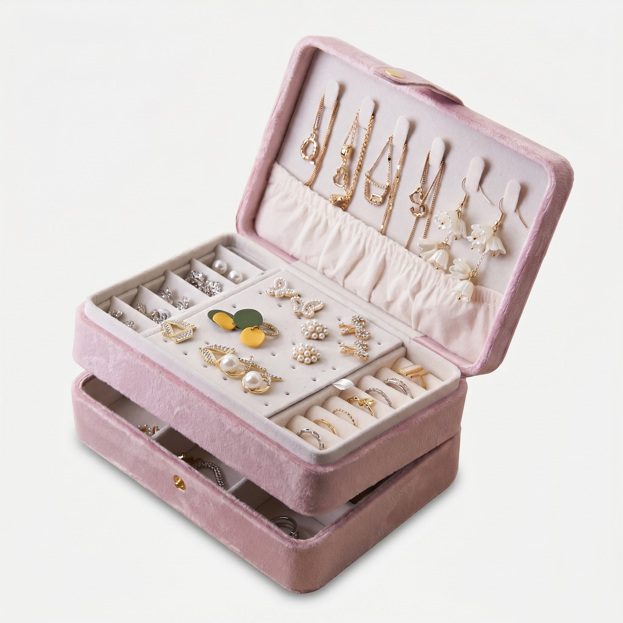 2 Layer Velvet Travel Jewellery Box