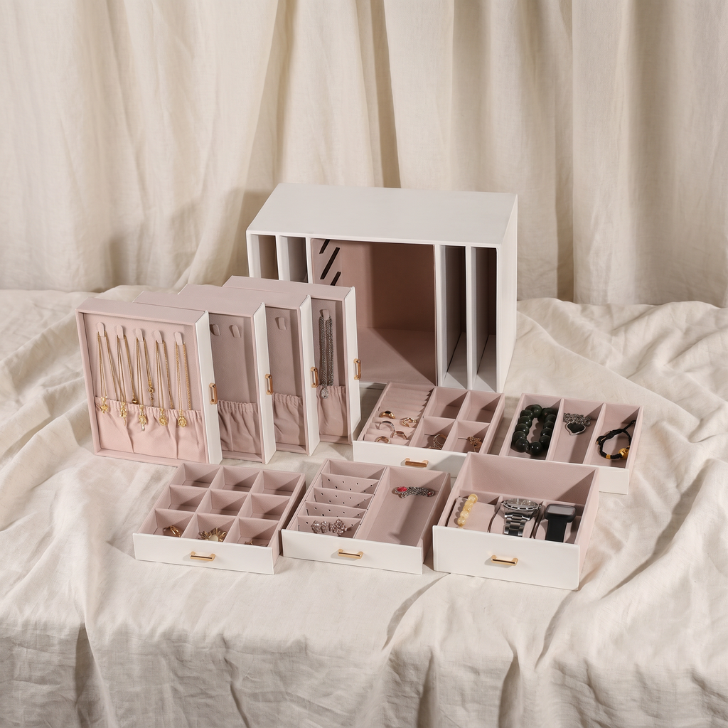 Large Multi-Layer Leather Jewellery Box With Drawers