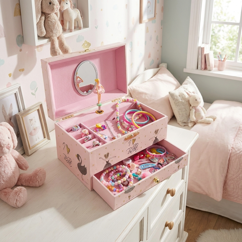 Ballerina Musical Wooden Jewellery Box For Girls