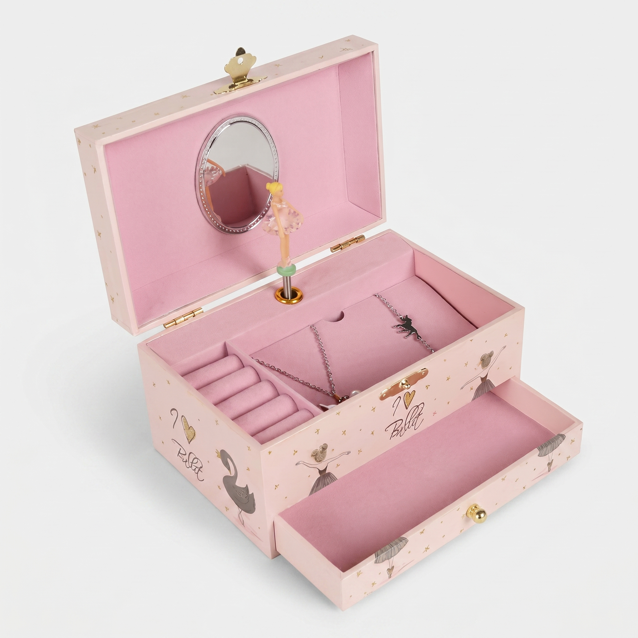 Ballerina Musical Wooden Jewellery Box For Girls