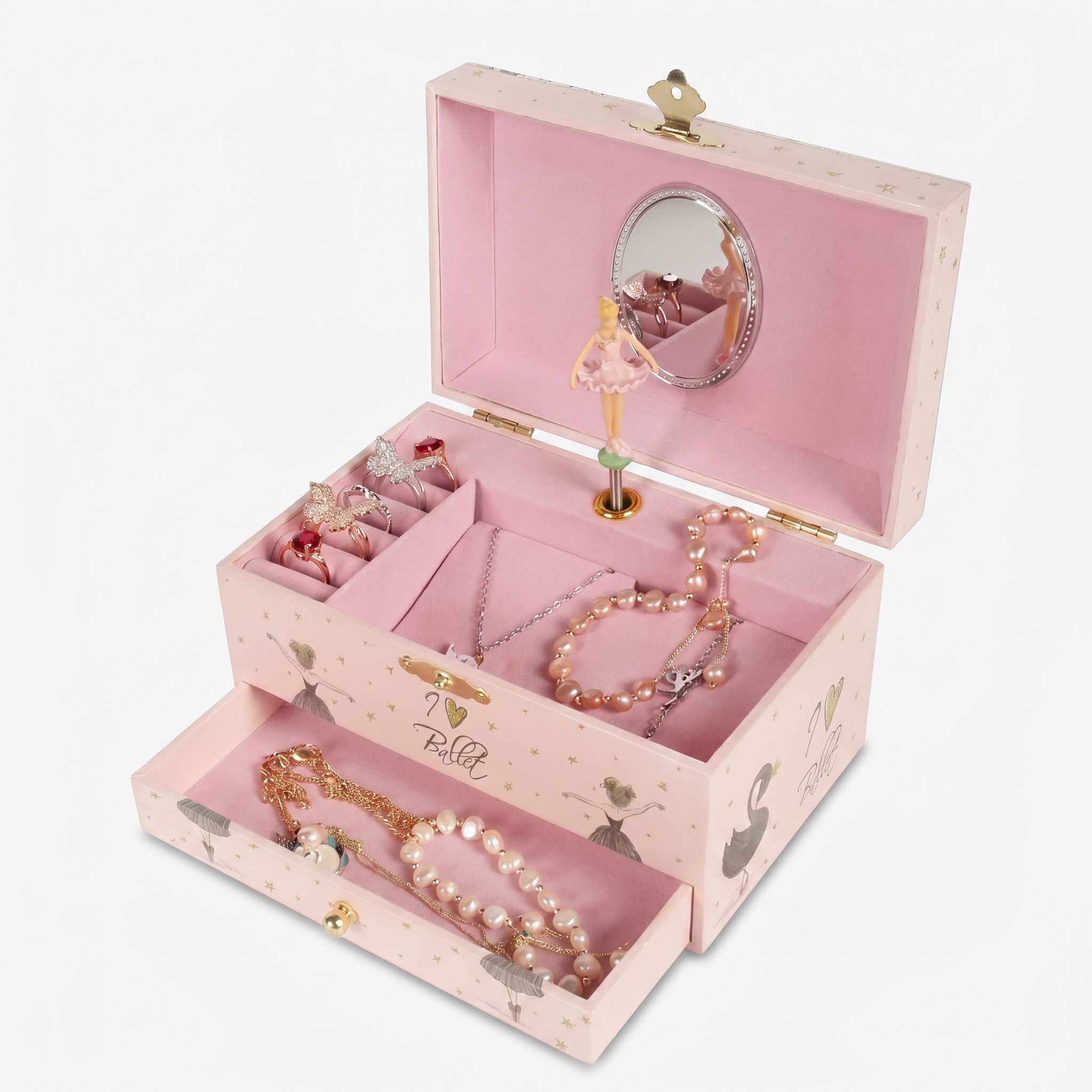 Ballerina Musical Wooden Jewellery Box For Girls