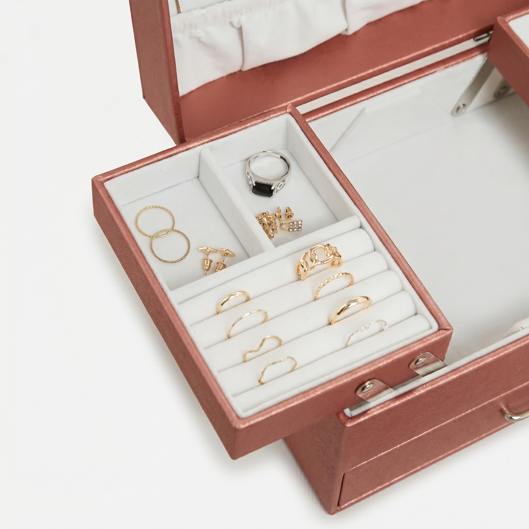3 Layer Leather Jewellery Box With Drawers