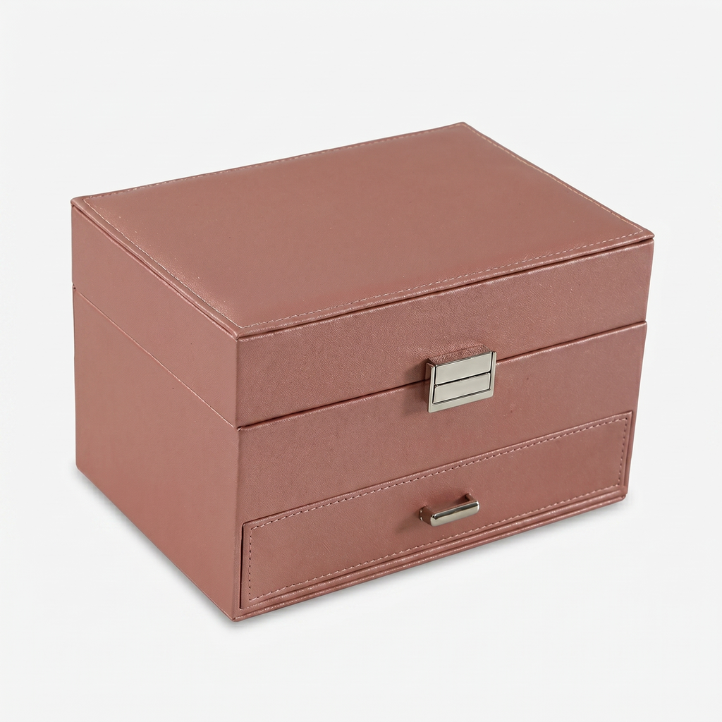 3 Layer Leather Jewellery Box With Drawers