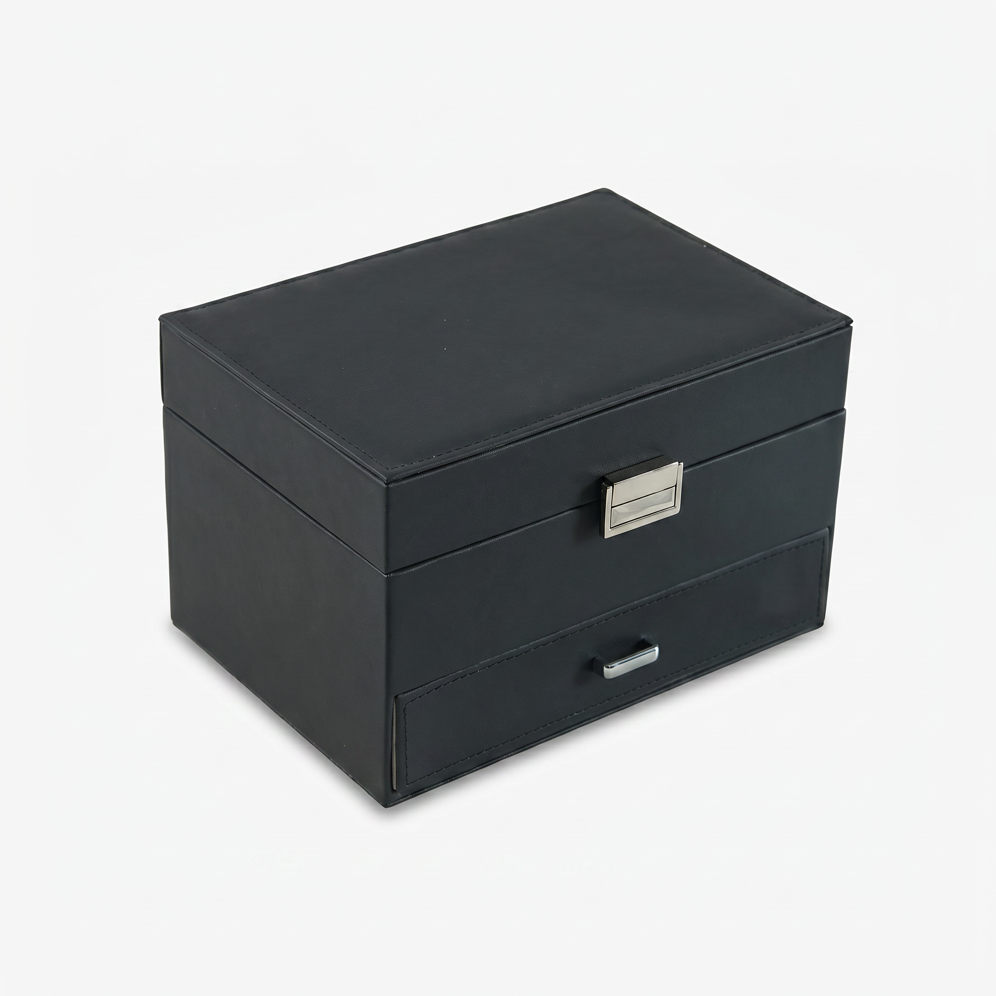 3 Layer Leather Jewellery Box With Drawers