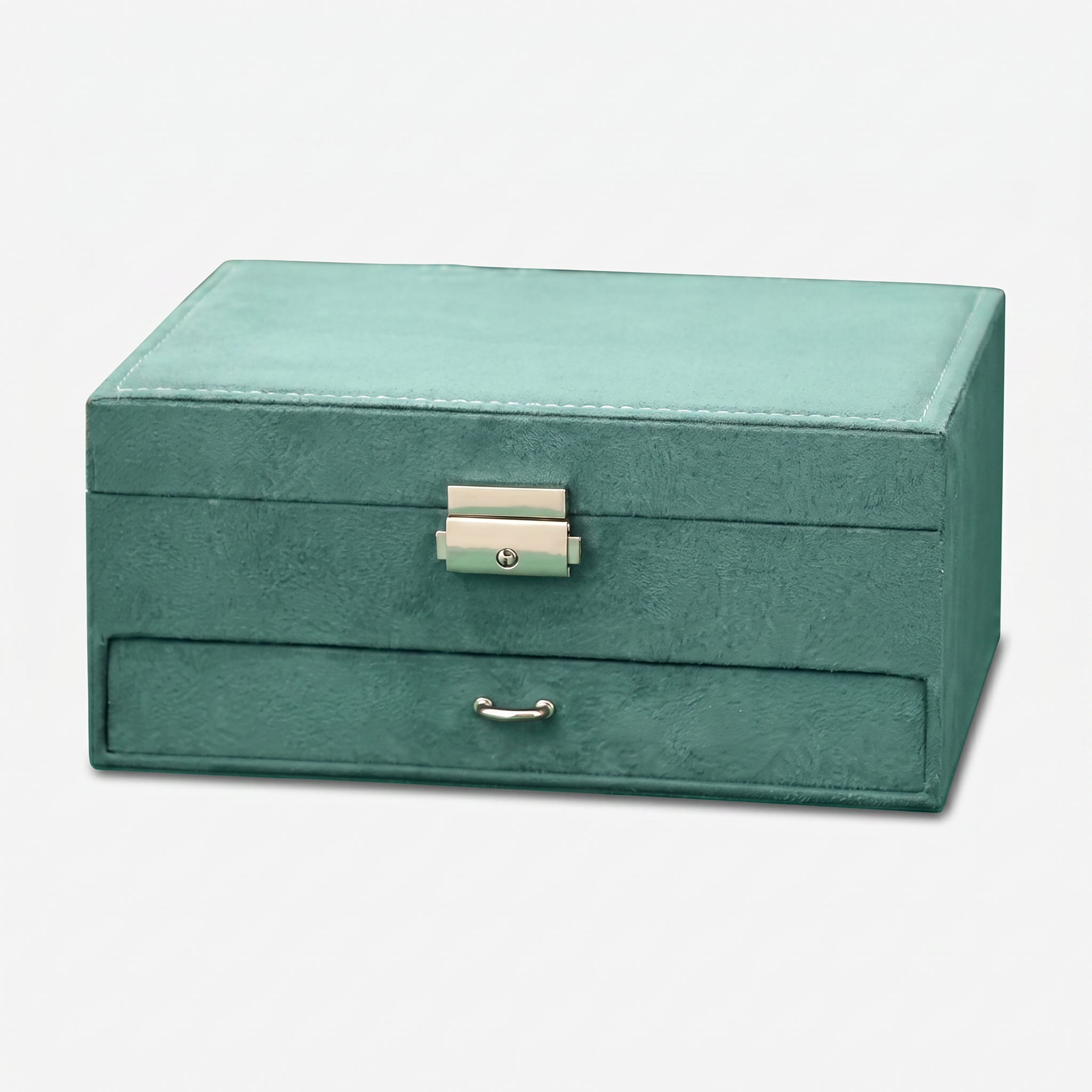 3 Layer Velvet Jewellery Box With Lock And Drawer