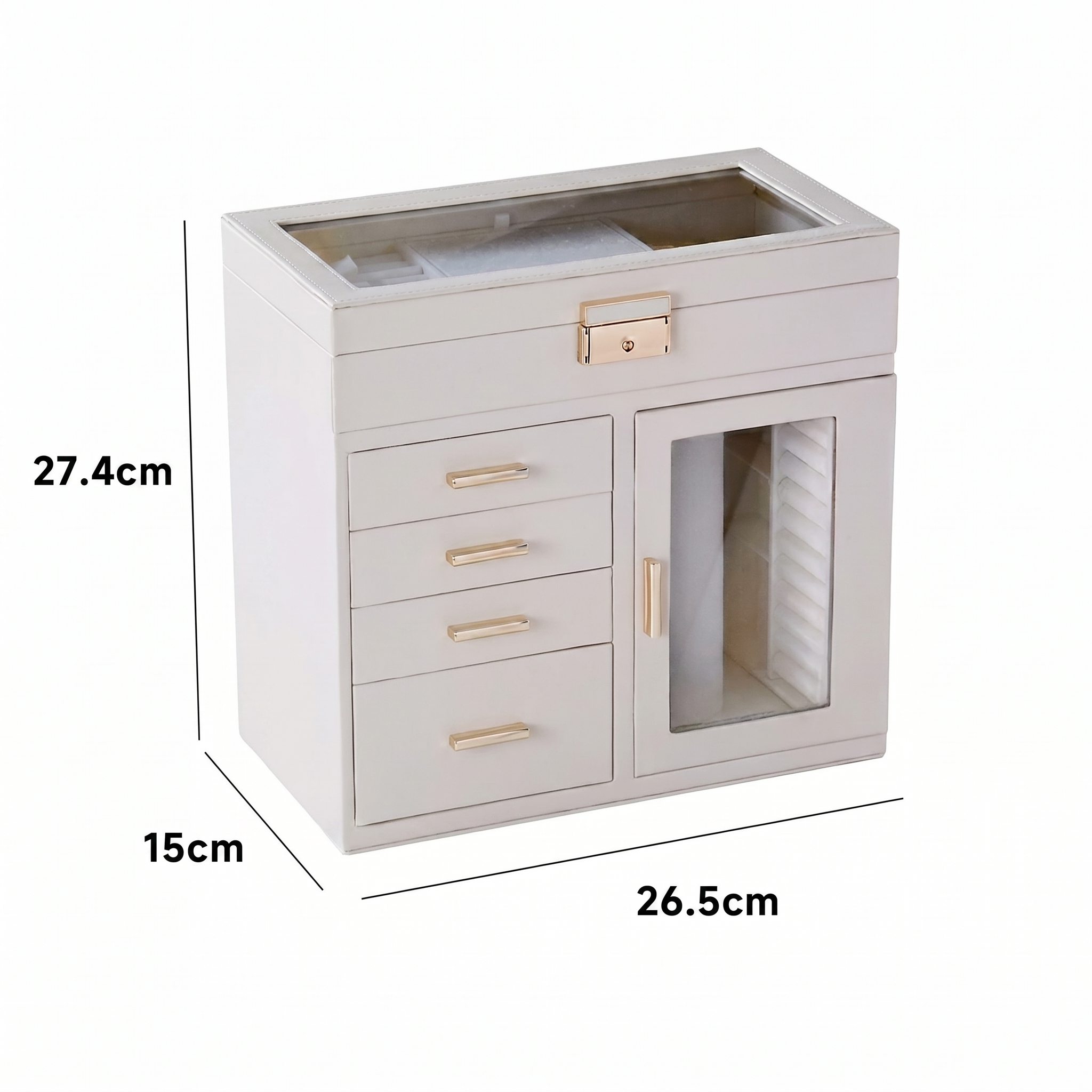 Large Capacity Leather Jewellery Box With Lock