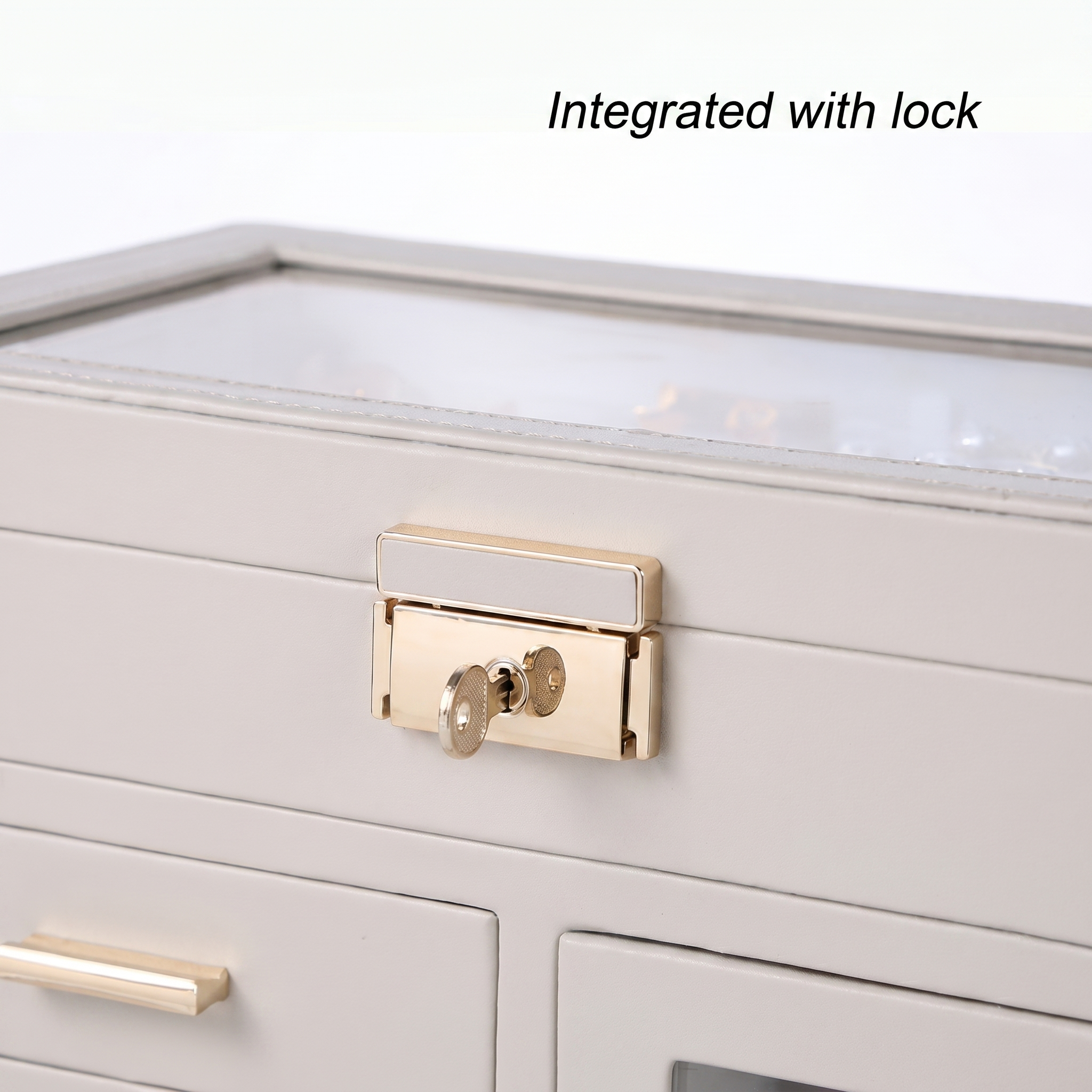 Large Capacity Leather Jewellery Box With Lock