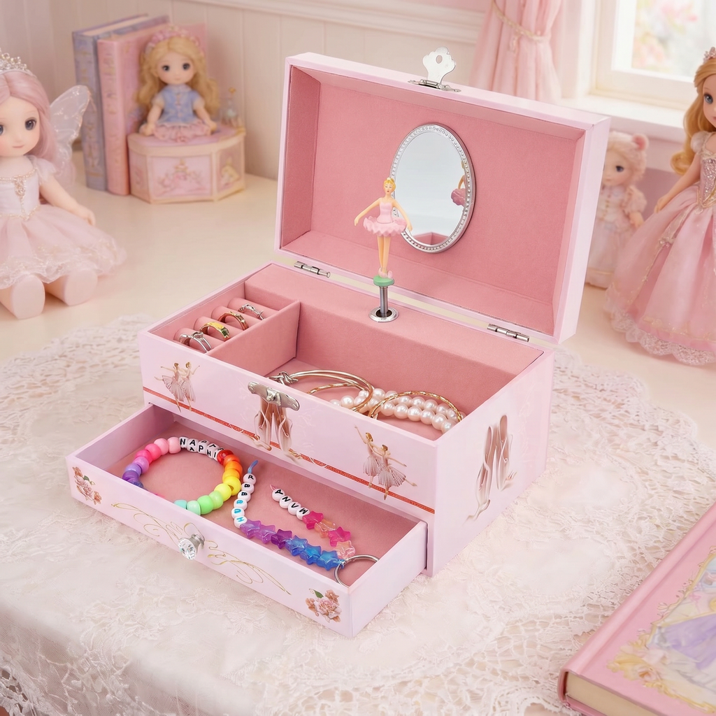 Pink Ballerina Musical Jewellery Box For Girls