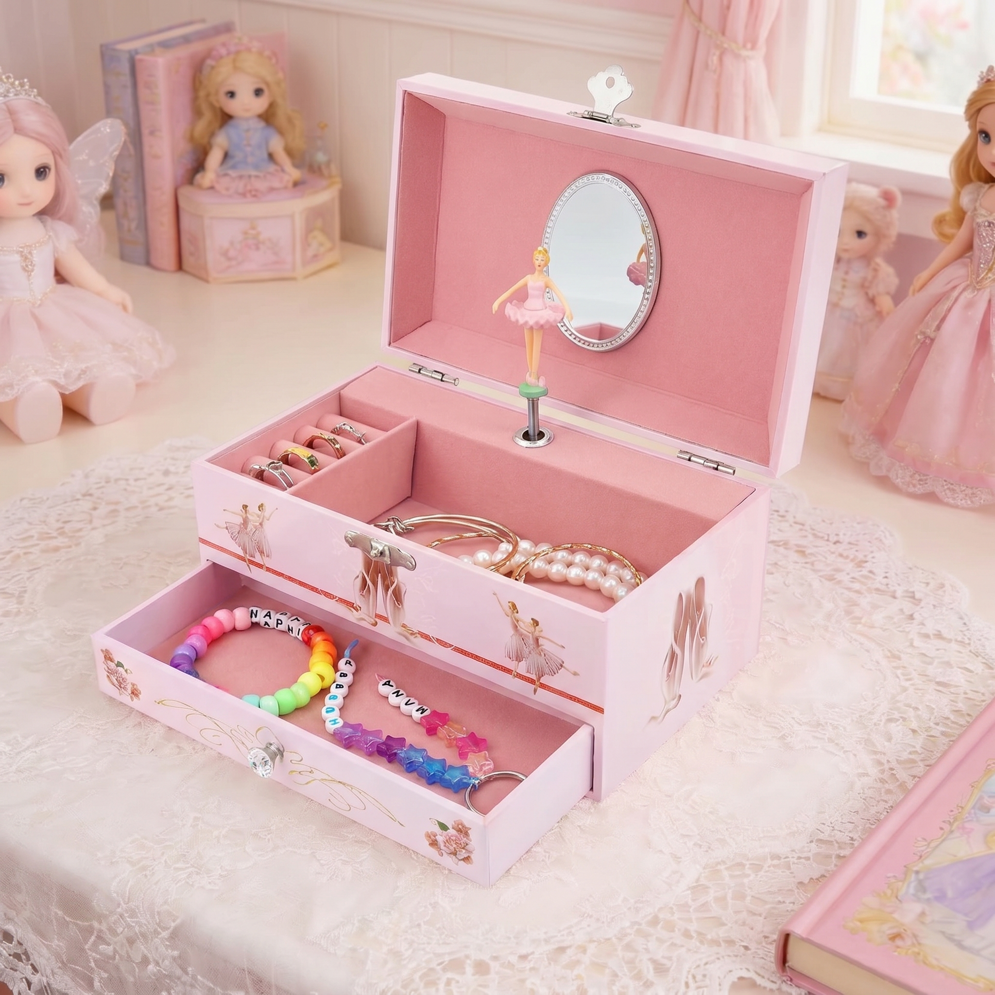 Pink Ballerina Musical Jewellery Box For Girls