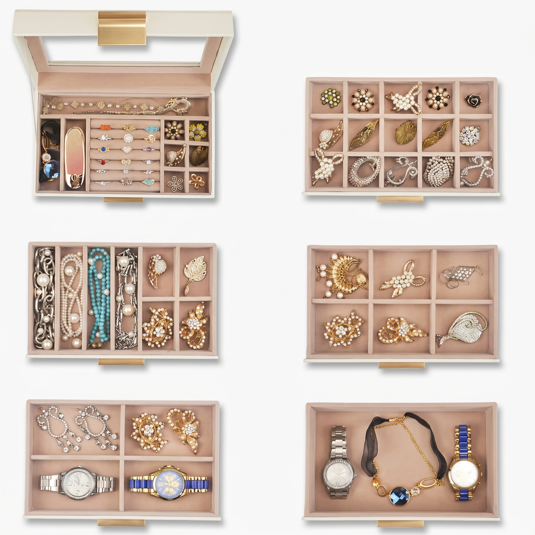 5 Drawer Leather Jewellery Box With Lock