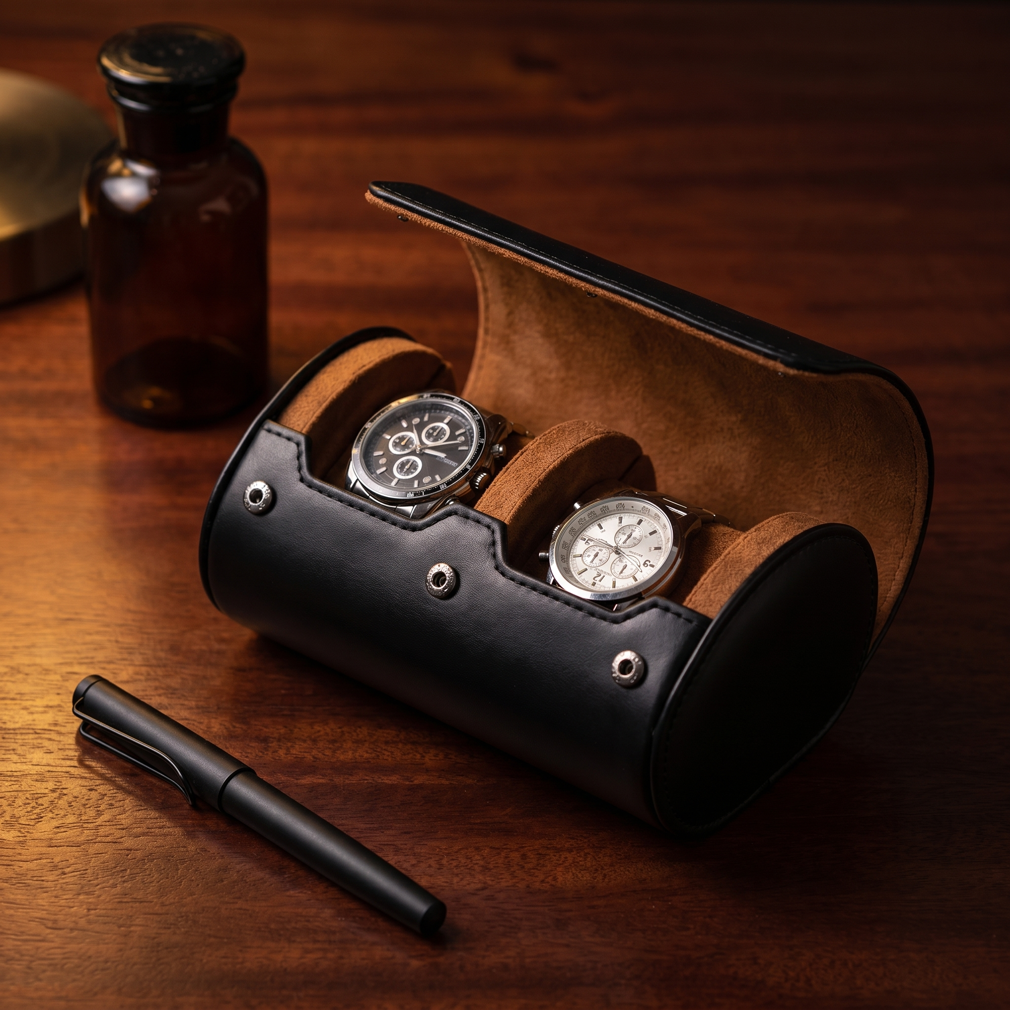 Leather Travel Watch Box 2 Slot
