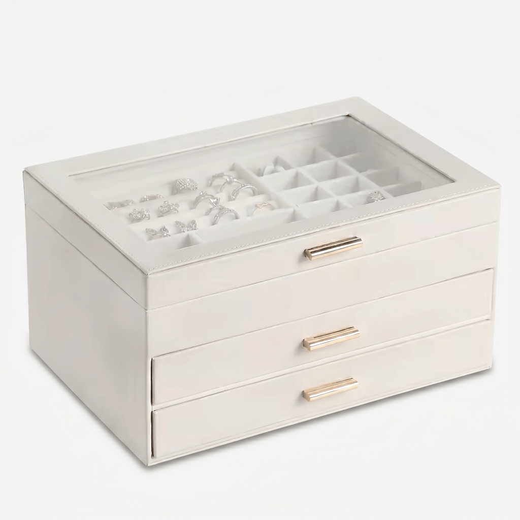 Large Leather Jewellery Box With Drawers - My Jewellery Box