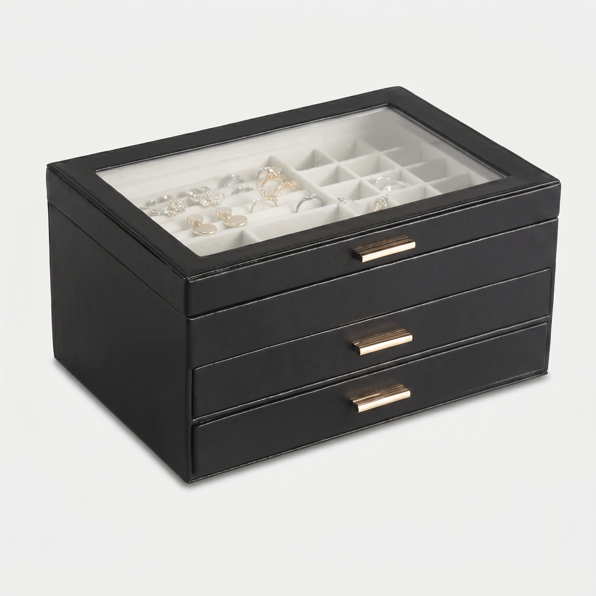 Large Leather Jewellery Box With Drawers - My Jewellery Box
