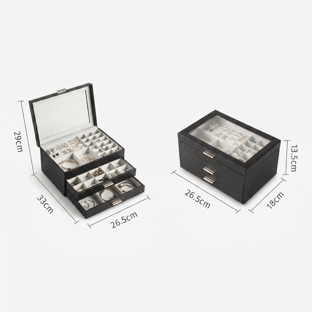 Large Leather Jewellery Box With Drawers - My Jewellery Box