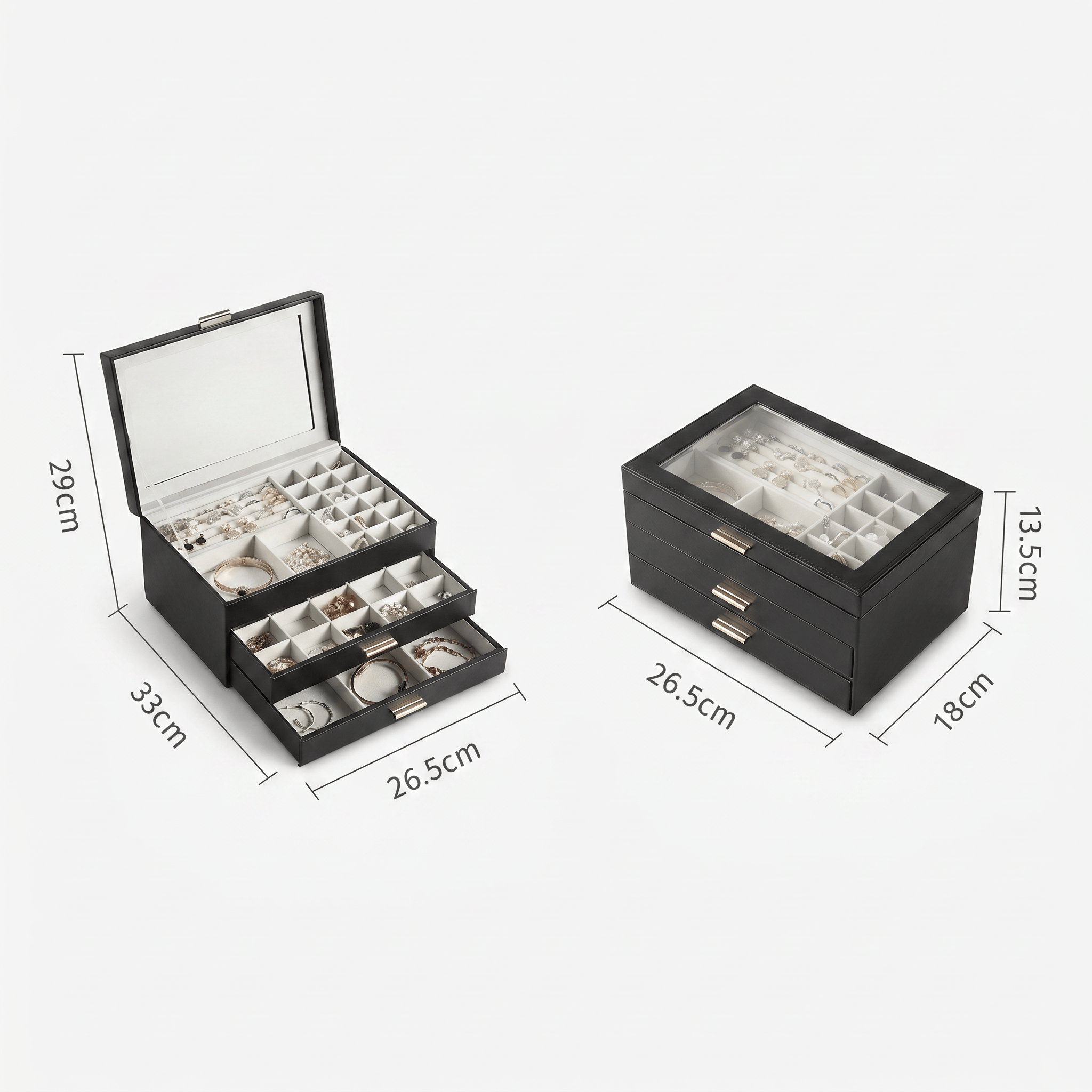 Large Leather Jewellery Box With Drawers - My Jewellery Box