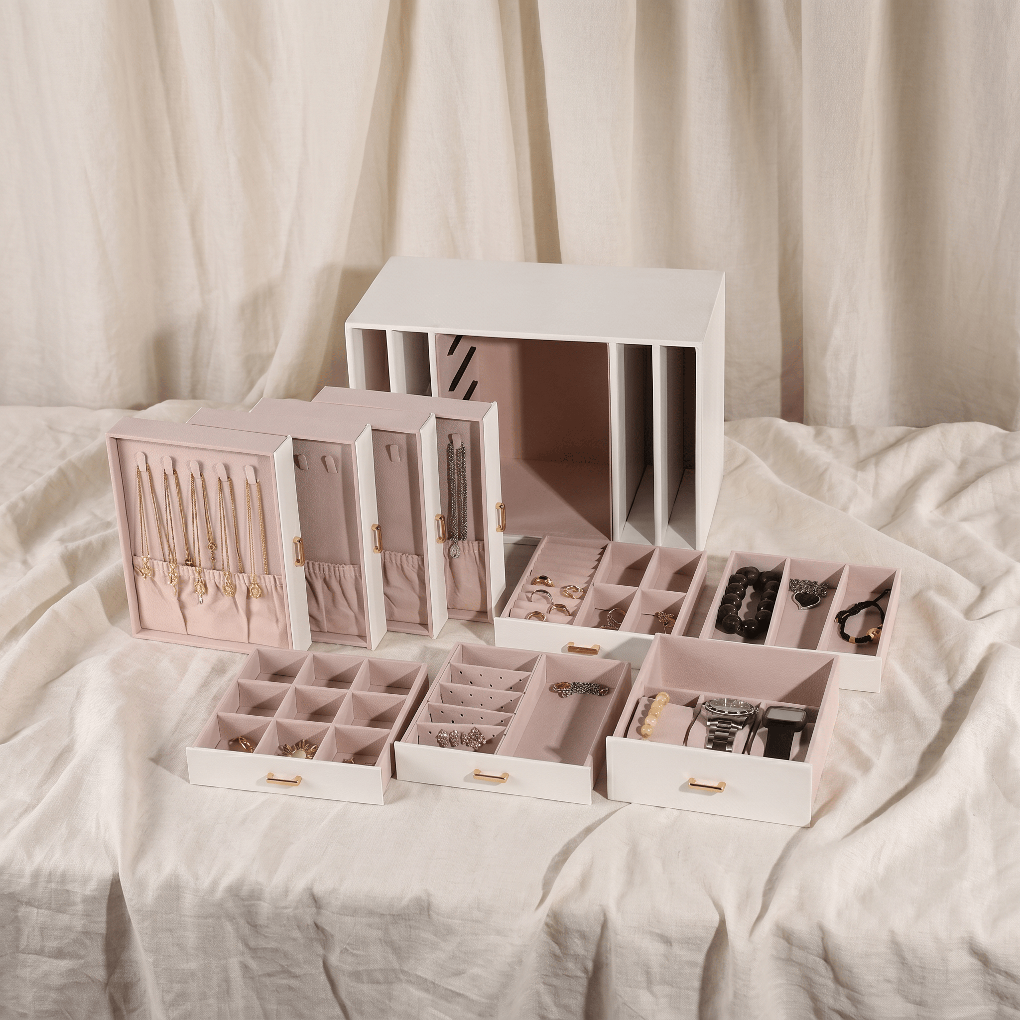 Large Multi-Layer Leather Jewellery Box With Drawers - My Jewellery Box