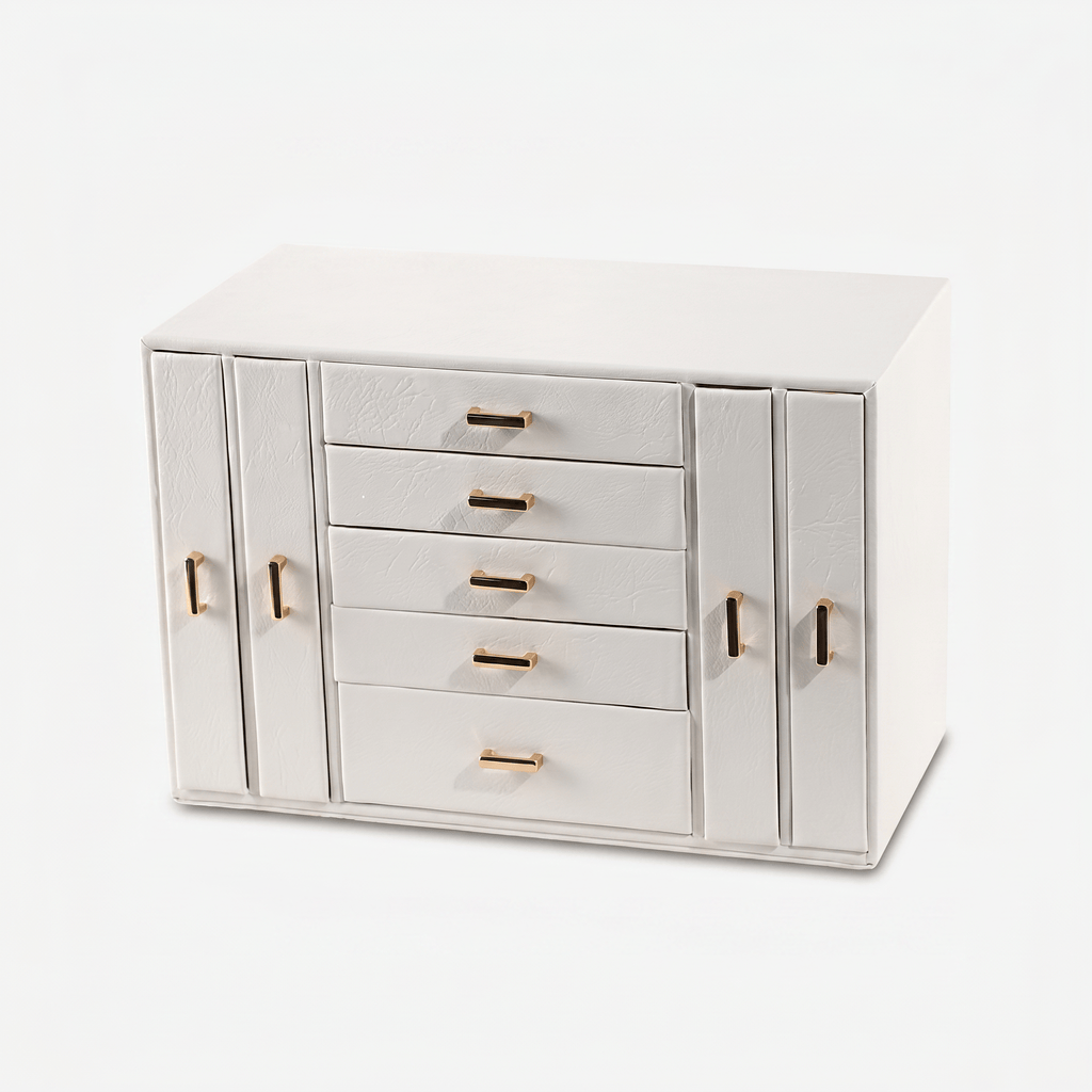 Large Multi-Layer Leather Jewellery Box With Drawers - My Jewellery Box