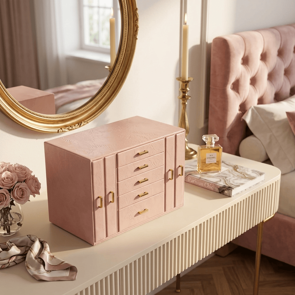 Large Multi-Layer Leather Jewellery Box With Drawers - My Jewellery Box