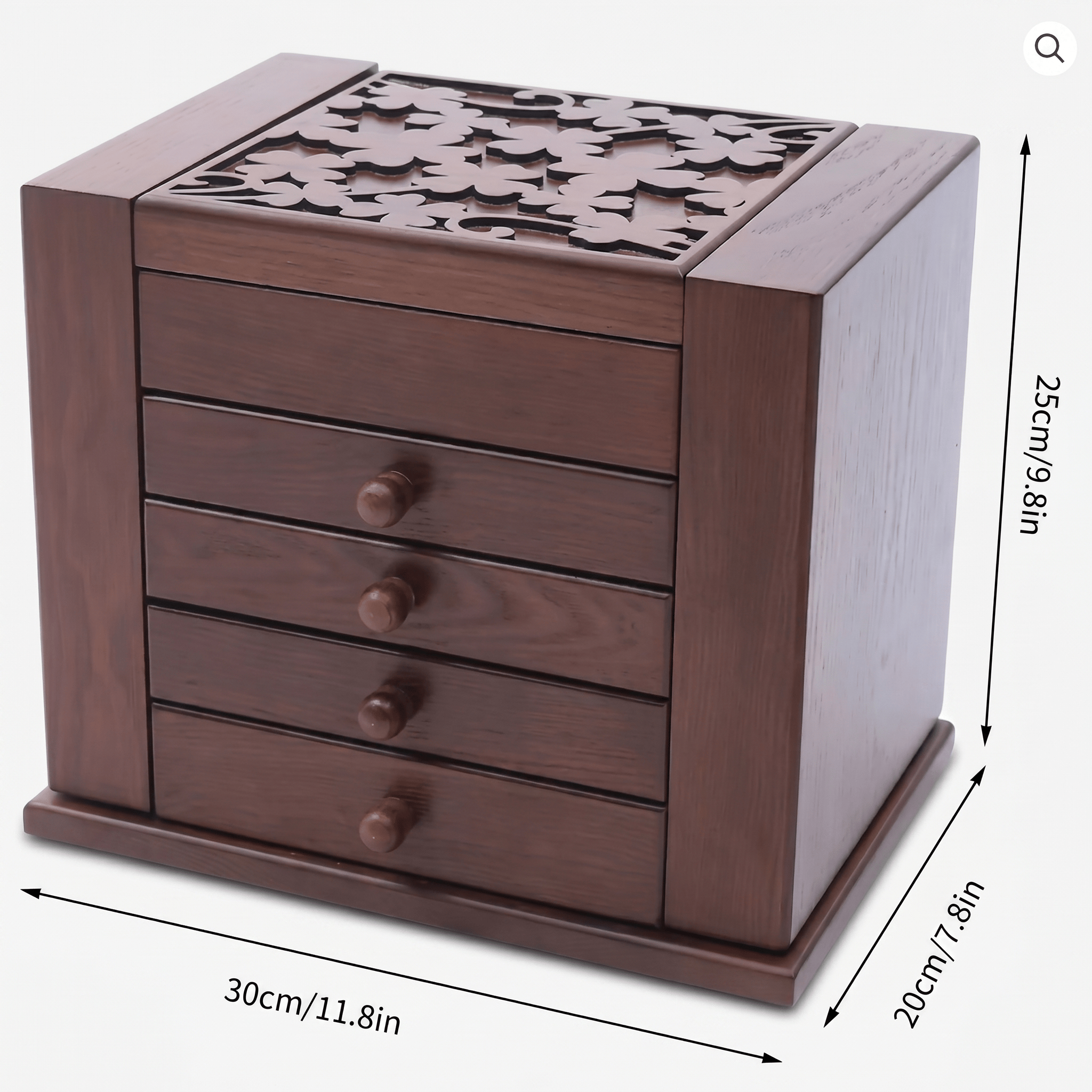 Large Vintage Wooden Jewellery Box With Drawers - My Jewellery Box