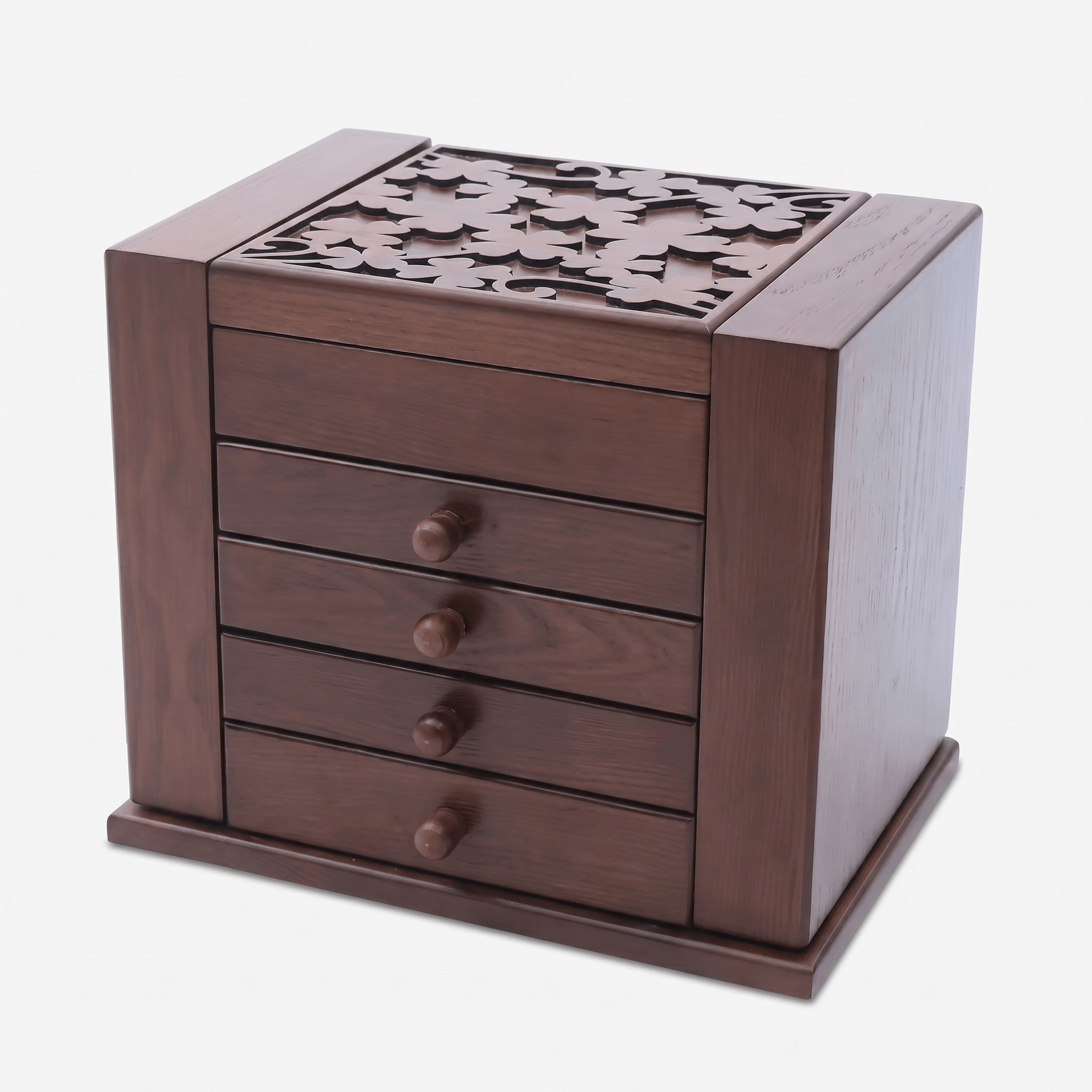 Large Vintage Wooden Jewellery Box With Drawers - My Jewellery Box