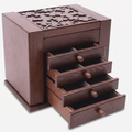 Large Vintage Wooden Jewellery Box With Drawers - My Jewellery Box
