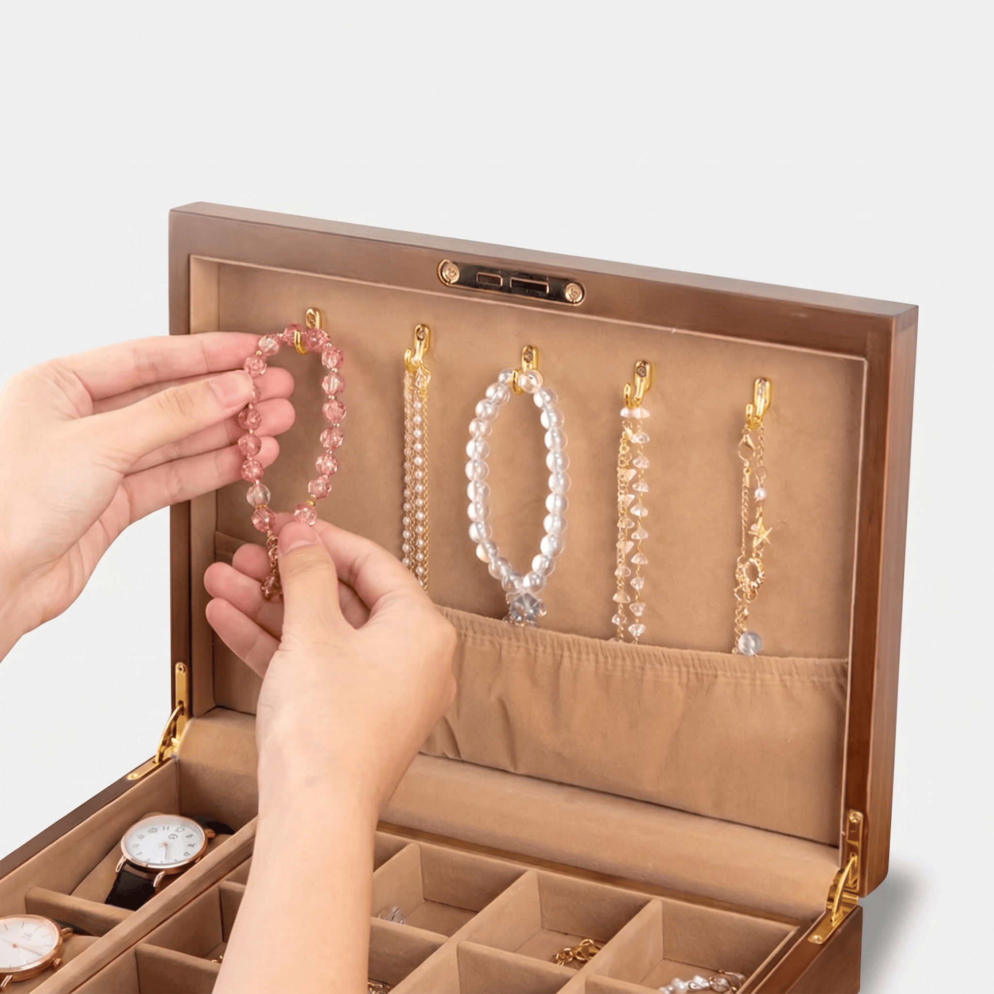 Large Wooden Jewellery Box With Lock For Women - My Jewellery Box