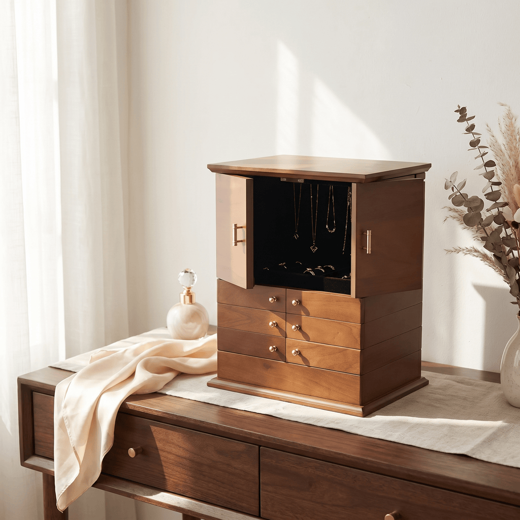 Large Wooden Jewellery Box With Mirror - My Jewellery Box