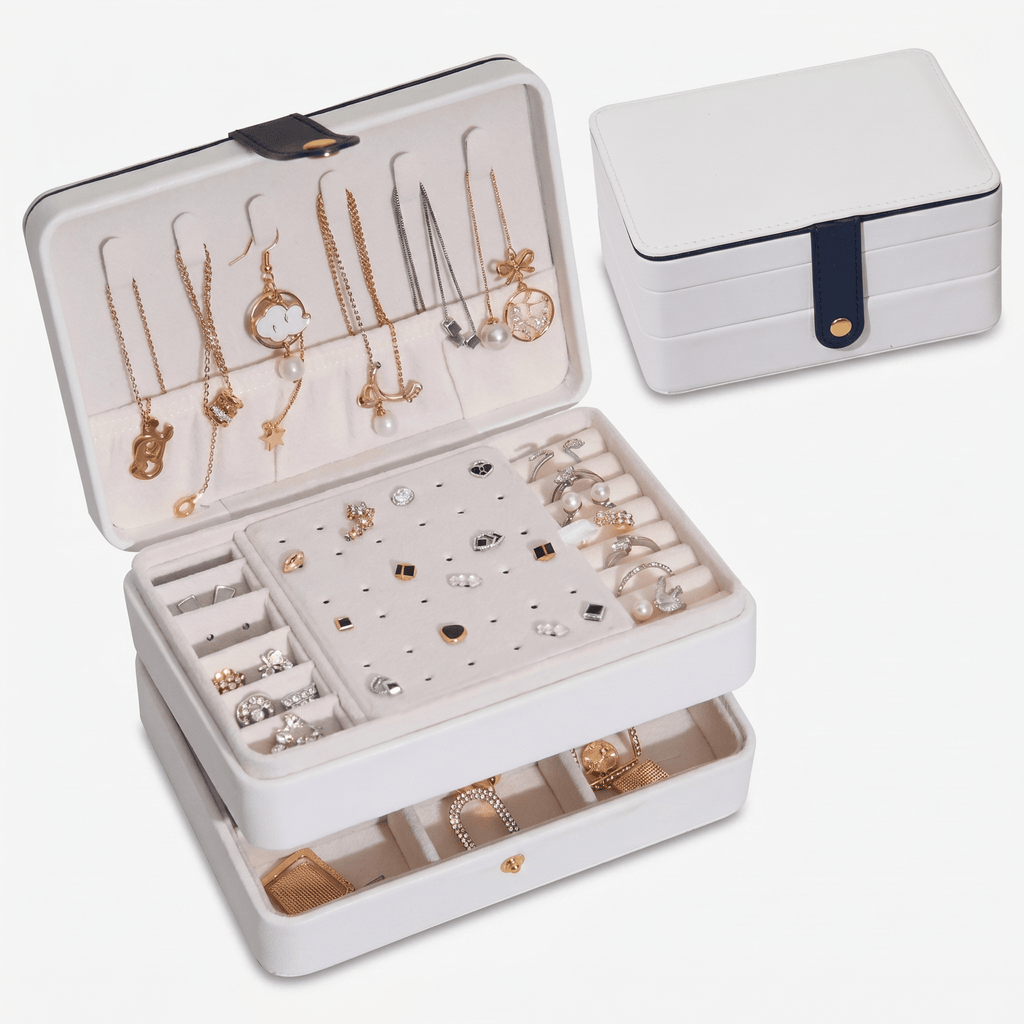 Leather Jewellery Box With Necklace Hooks - My Jewellery Box