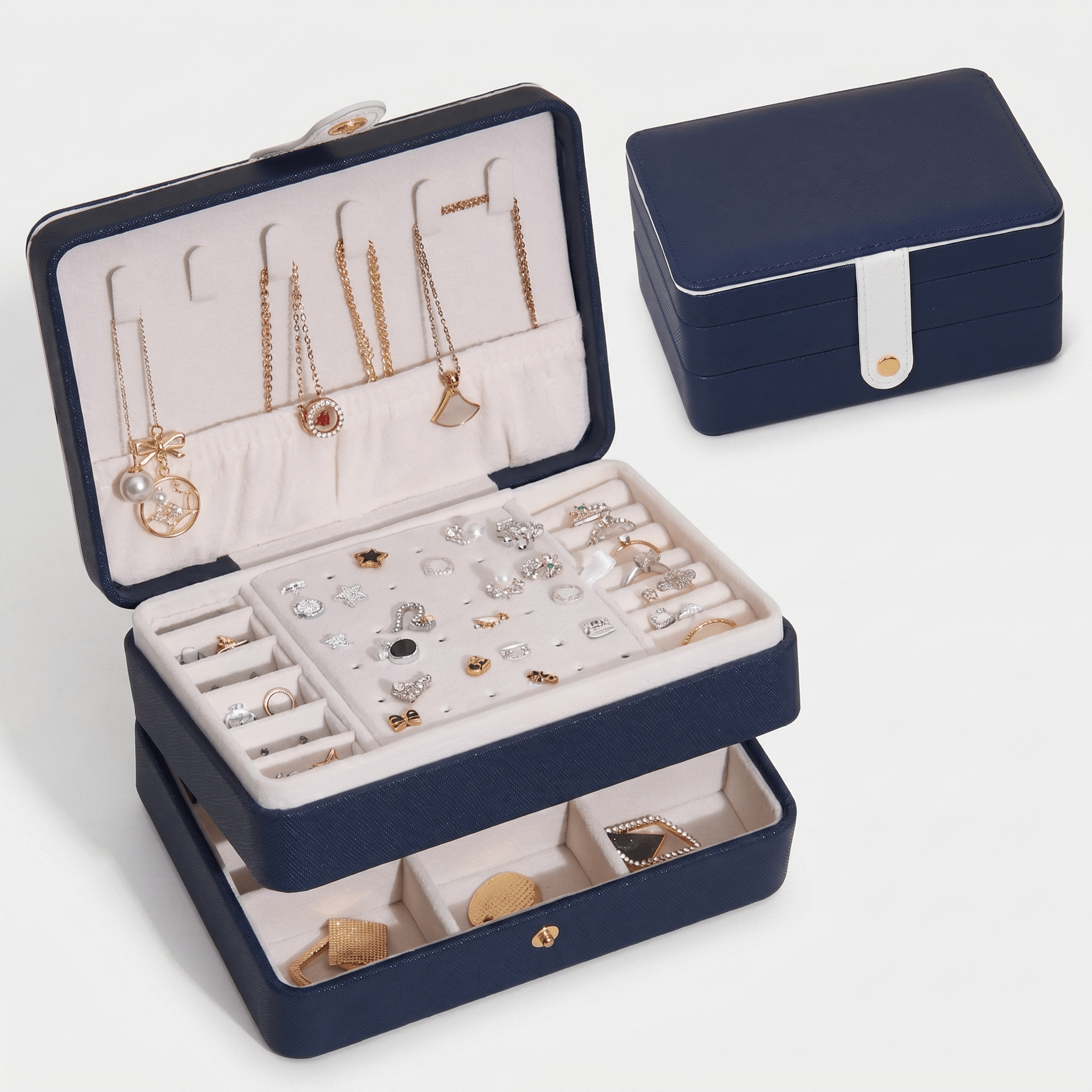 Leather Jewellery Box With Necklace Hooks - My Jewellery Box