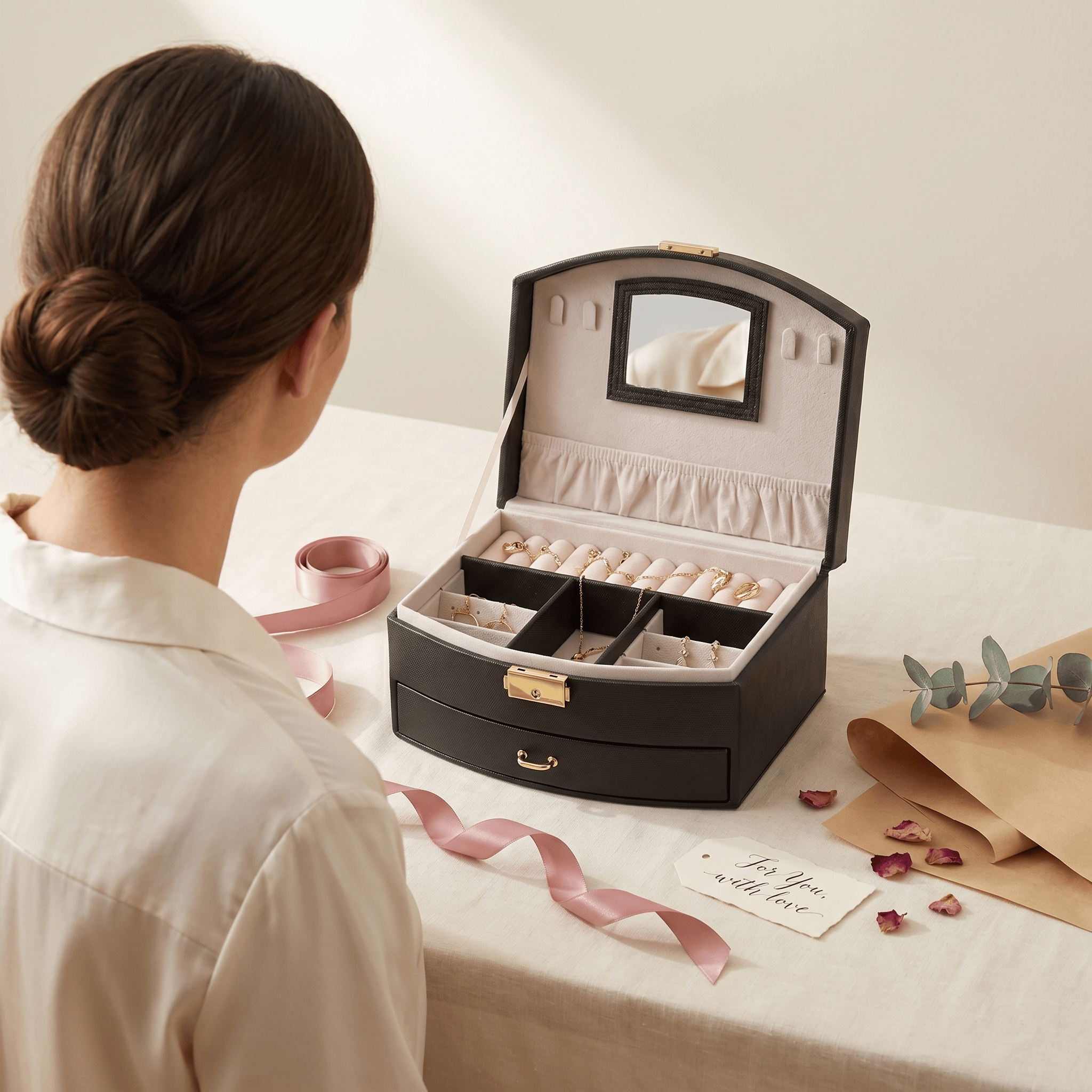 Leather Travel Jewellery Box With Mirror - My Jewellery Box