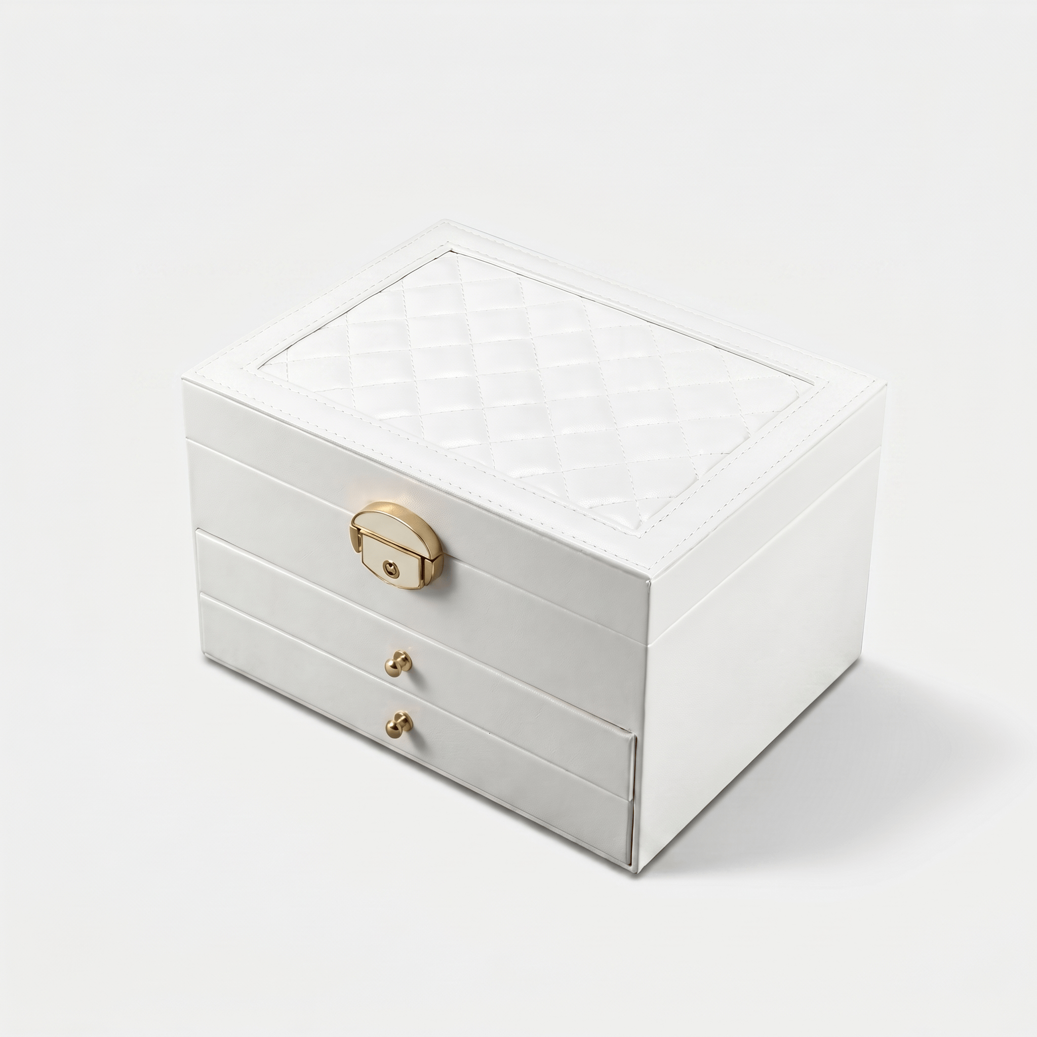 Quilted 3-Layer Jewellery Box with Lock - My Jewellery Box