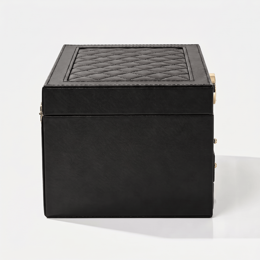 Quilted 3-Layer Jewellery Box with Lock - My Jewellery Box