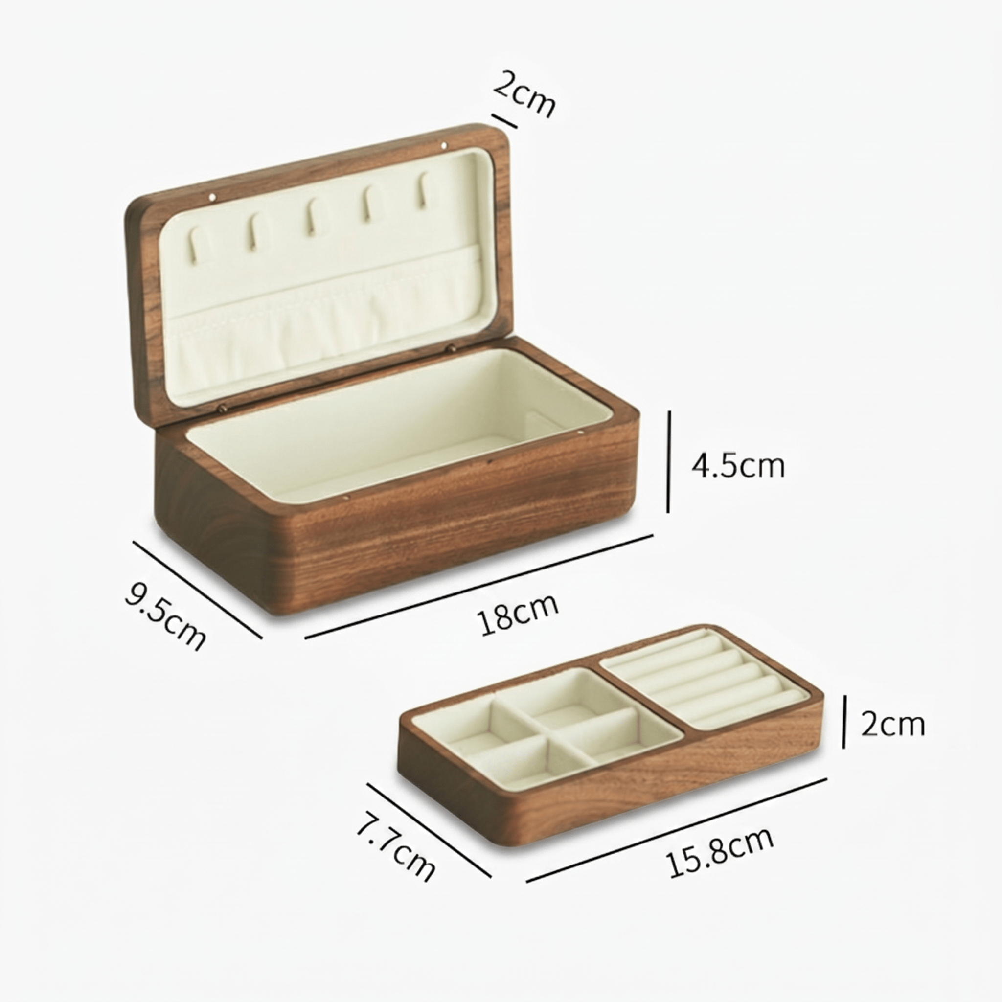 Walnut Wood Jewellery Box | Velvet Compartments | My Jewellery Box - My Jewellery Box