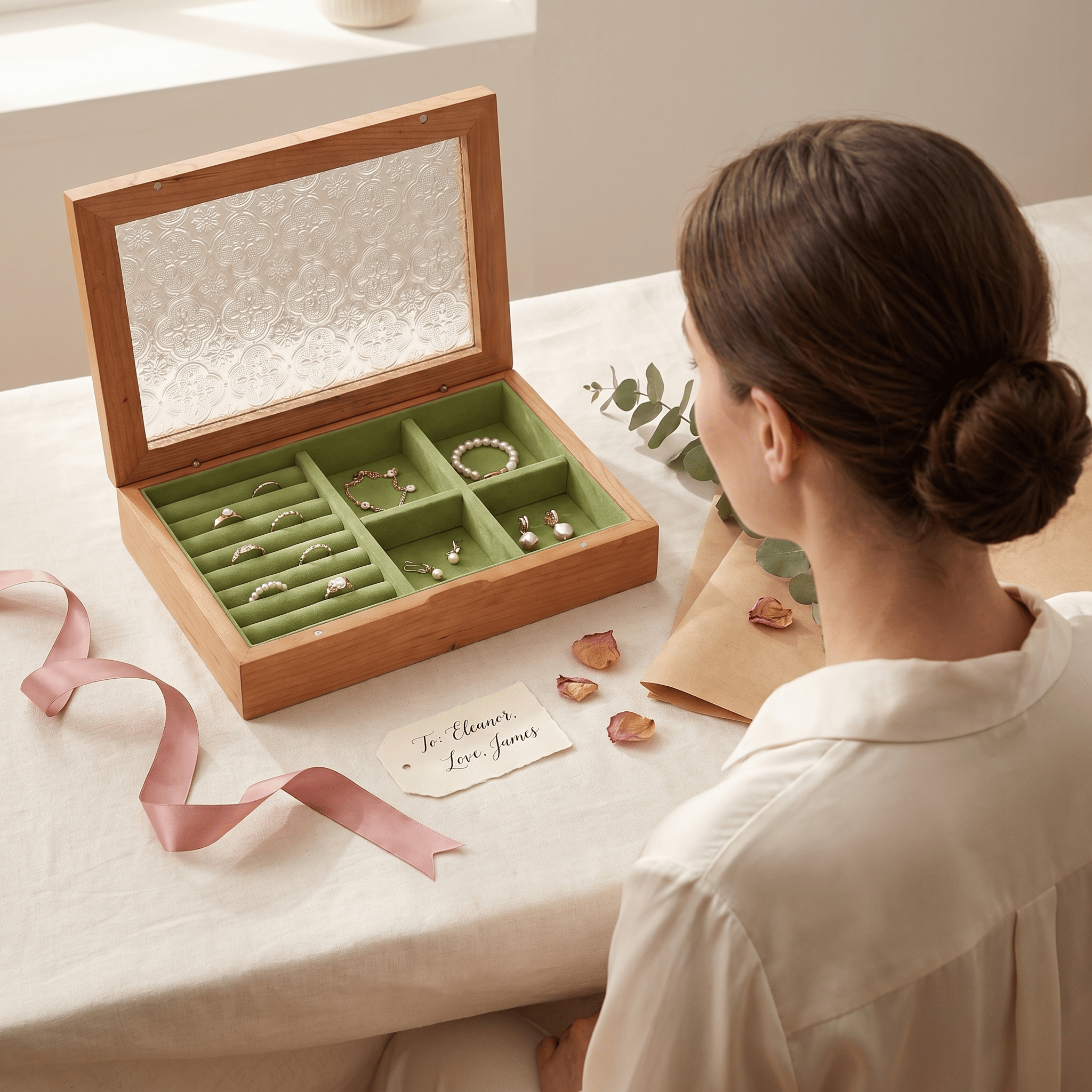 Wooden Jewellery Box With Glass Lid - My Jewellery Box